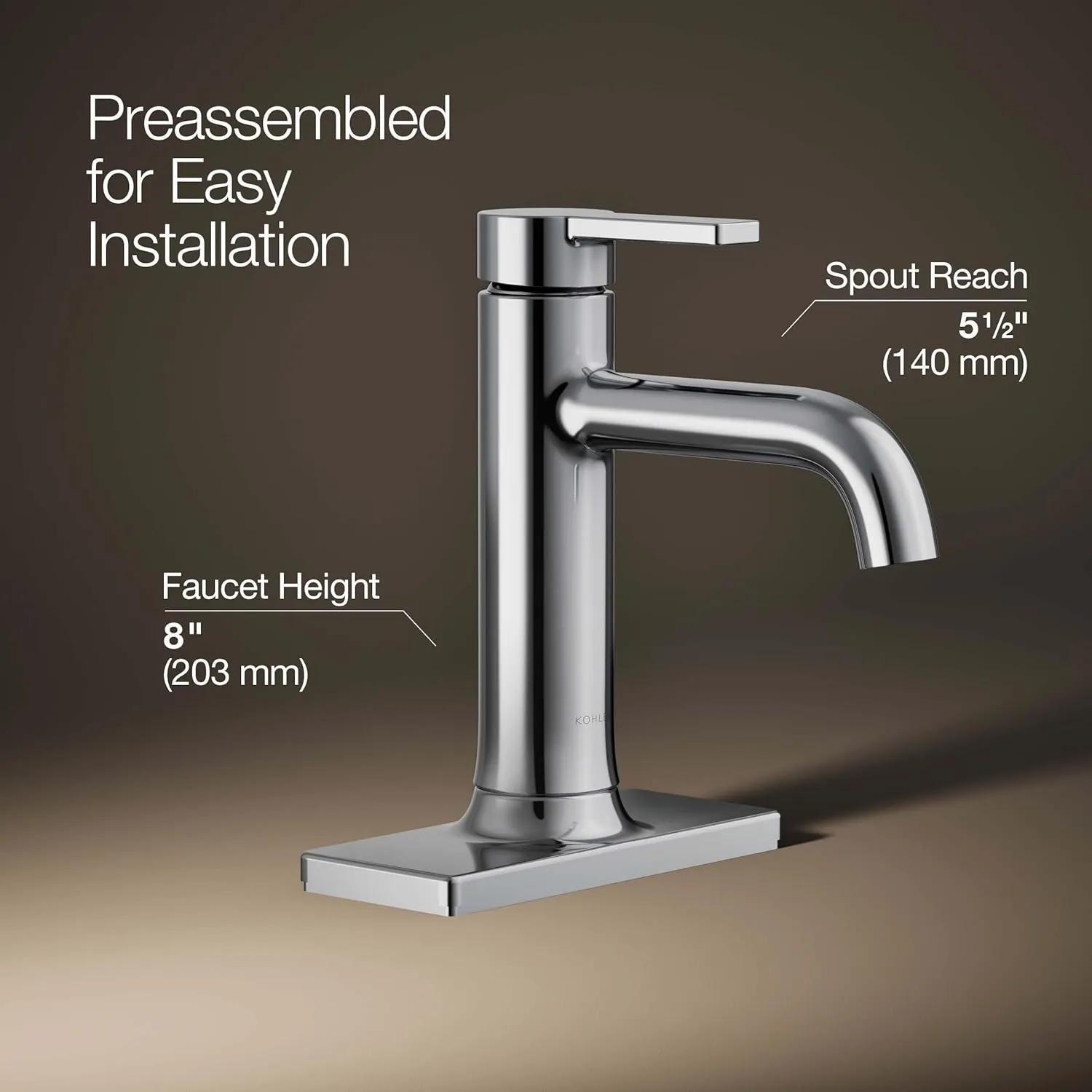 KOHLER 28126-4-CP Venza Bathroom Sink Faucet, 1.2 gpm, Polished Chrome, Composed of Durable Materials