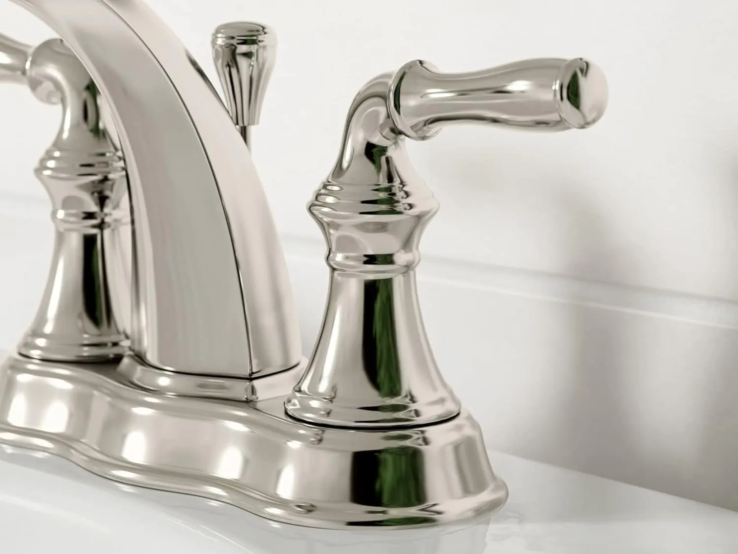 KOHLER 393-N4-CP Devonshire Centerset 4 inch Bathroom Faucet with Pop-Up Drain Assembly, 2-Handle Bathroom Sink Faucet, 1.2 gpm, Polished Chrome