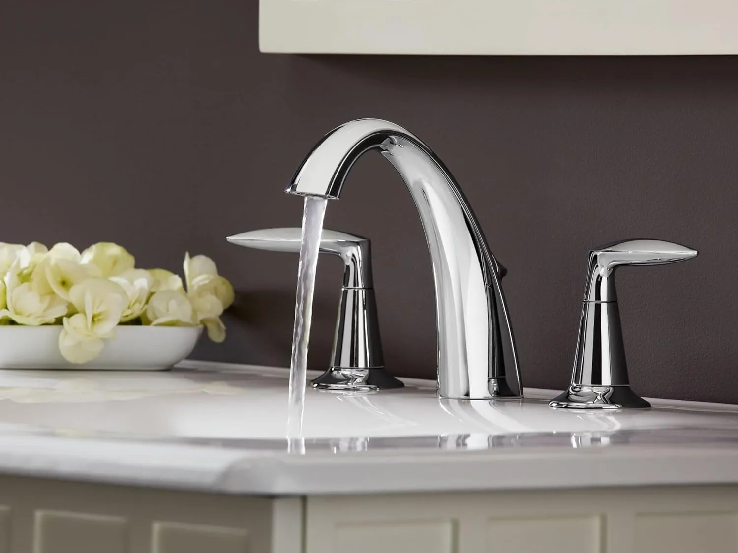 KOHLER K-45102-4-CP Alteo 2-Handle Widespread Bathroom Faucet with Metal Drain Assembly in Polished Chrome