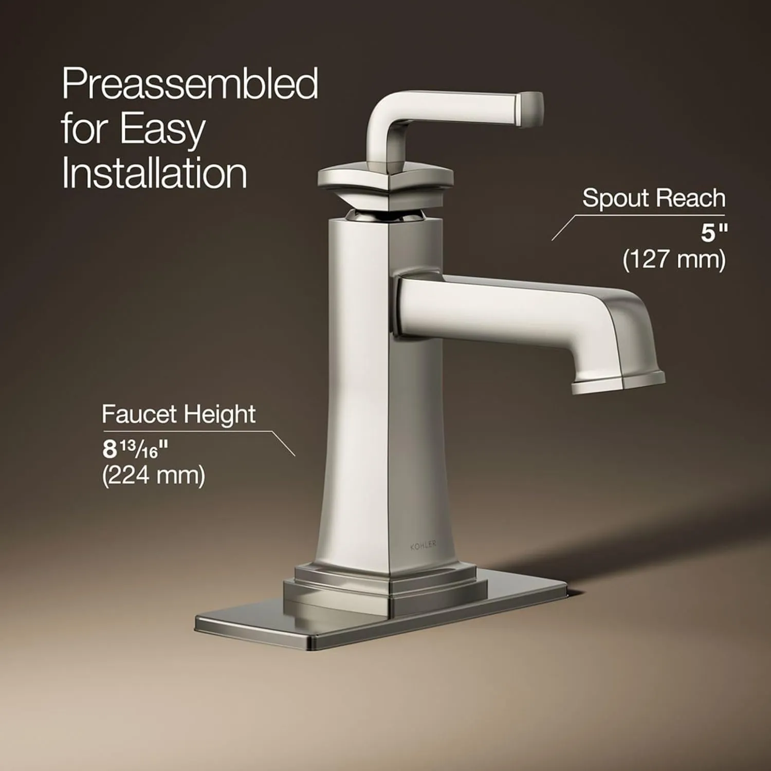 KOHLER Riff Single-Handle Bathroom Sink faucets, .5 gpm, Vibrant Polished Nickel