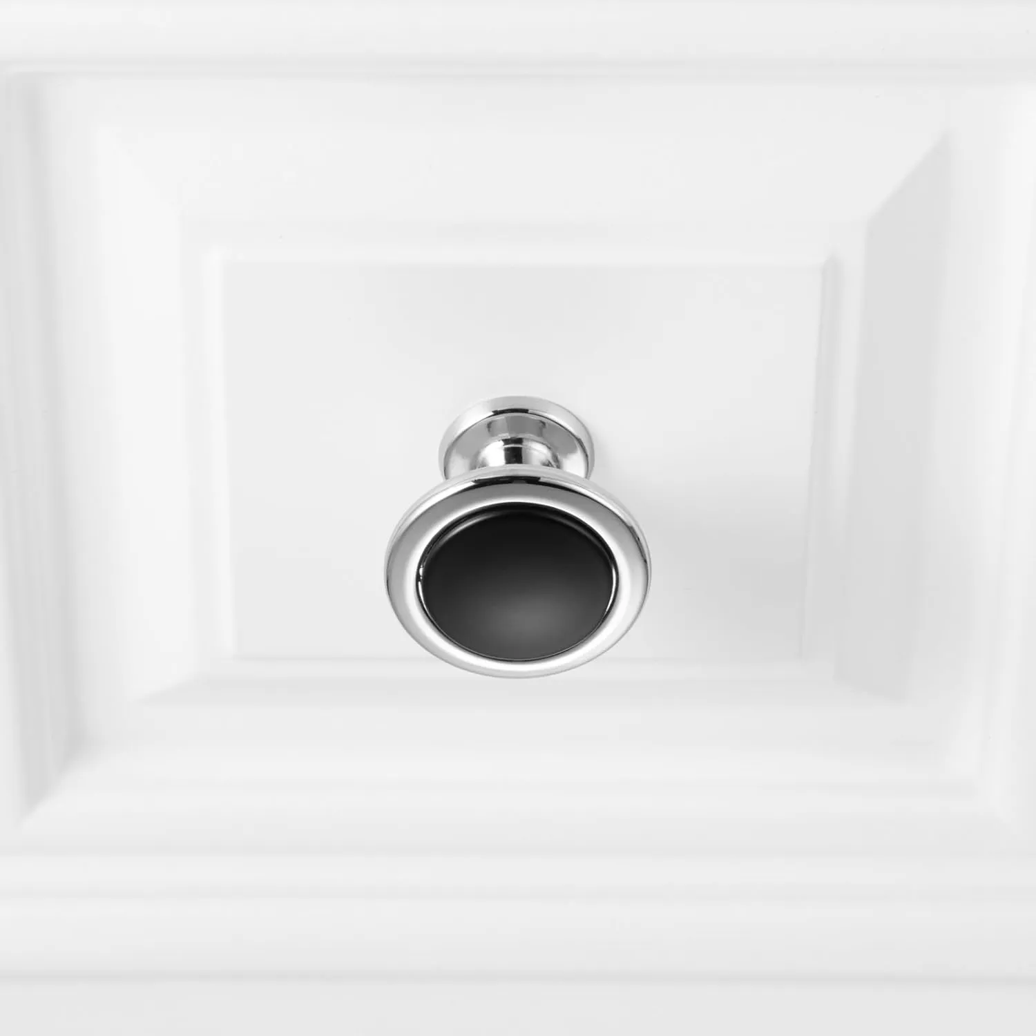 KOOFIZO Black and Chrome Cabinet Knobs, 10-Pack Round Cabinet Pulls Kitchen Handles (Dia.1-1/5 Inch), 2 Color Hardware for Kitchen Door, Bedroom Dresser Drawer, Bathroom Vanity, Cupboard