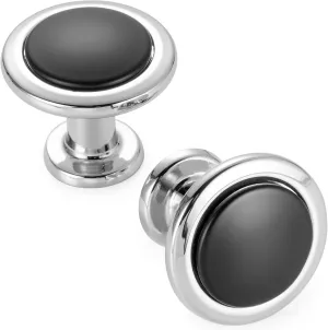 KOOFIZO Black and Chrome Cabinet Knobs, 10-Pack Round Cabinet Pulls Kitchen Handles (Dia.1-1/5 Inch), 2 Color Hardware for Kitchen Door, Bedroom Dresser Drawer, Bathroom Vanity, Cupboard
