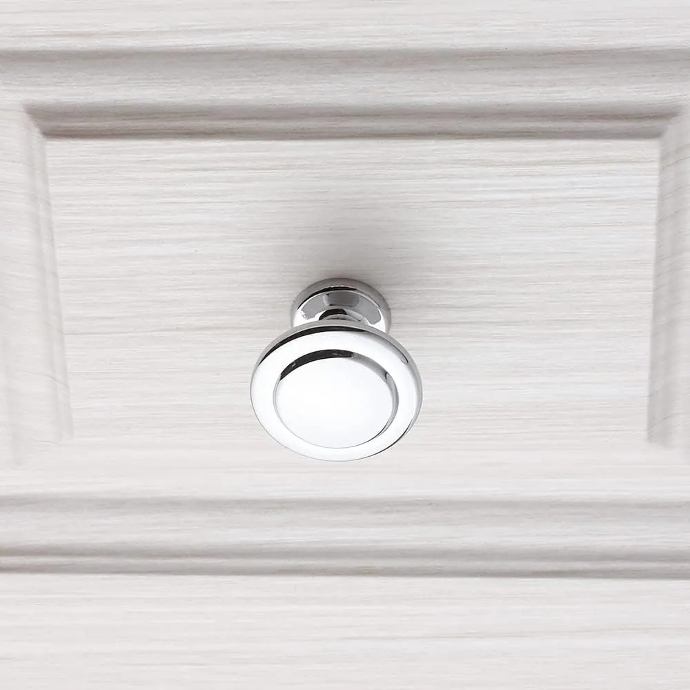 KOOFIZO Polished Chrome Cabinet Knobs, Round Cabinet Pulls Kitchen Handles (Dia.1-1/5 Inch), 10-Pack Hardware for Kitchen Door, Bedroom Dresser Drawer, Bathroom Vanity, Cupboard