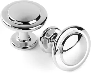 KOOFIZO Polished Chrome Cabinet Knobs, Round Cabinet Pulls Kitchen Handles (Dia.1-1/5 Inch), 10-Pack Hardware for Kitchen Door, Bedroom Dresser Drawer, Bathroom Vanity, Cupboard