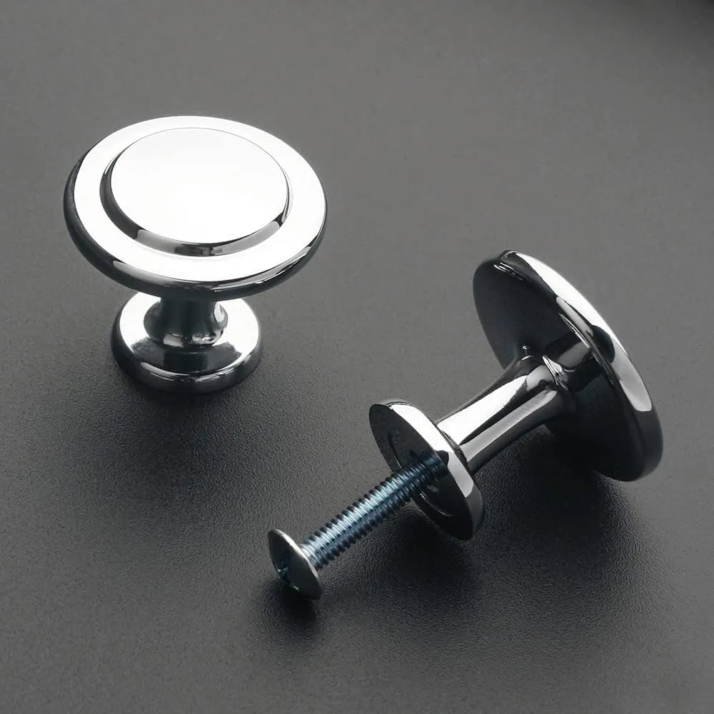 KOOFIZO Polished Chrome Cabinet Knobs, Round Cabinet Pulls Kitchen Handles (Dia.1-1/5 Inch), 10-Pack Hardware for Kitchen Door, Bedroom Dresser Drawer, Bathroom Vanity, Cupboard