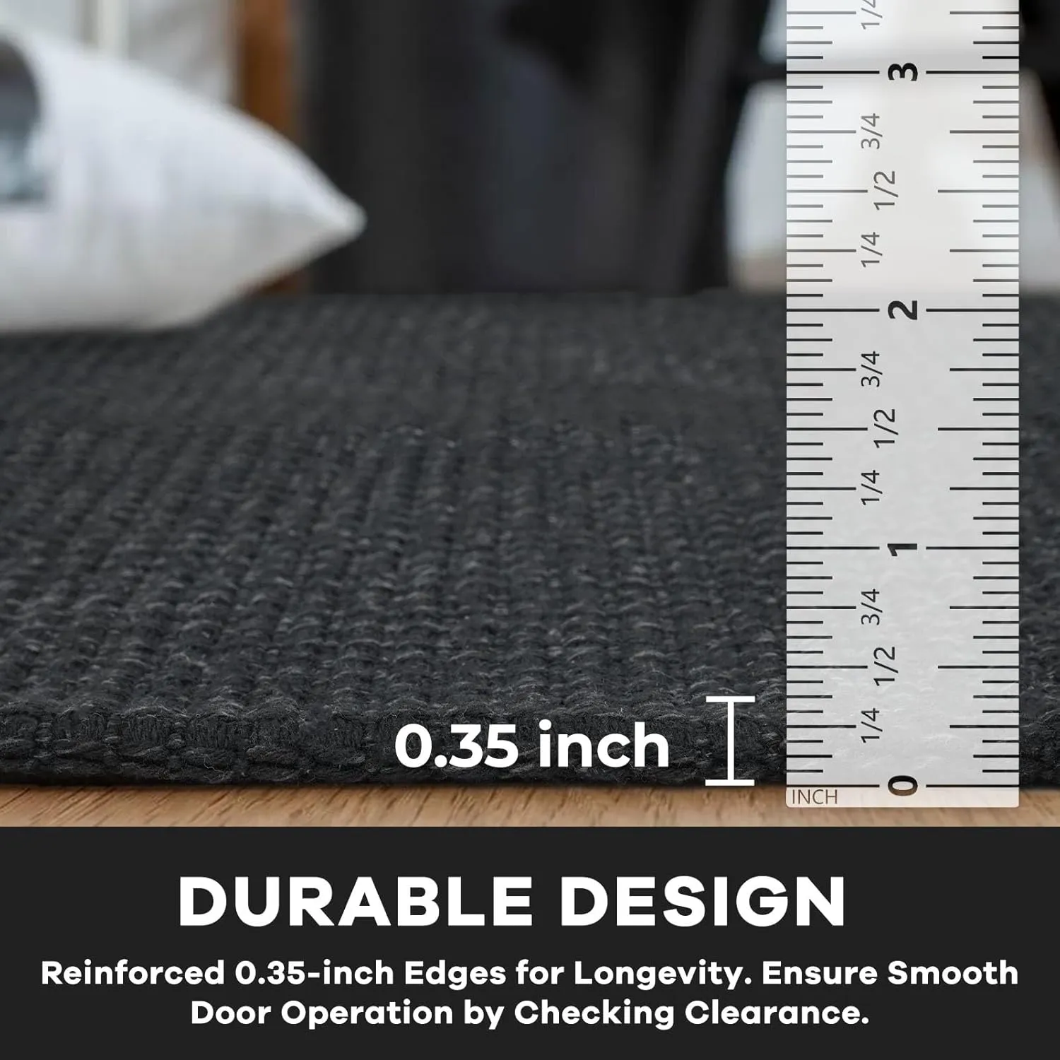 KOZYFLY Runners for Hallways 2x6 ft Washable Kitchen Runner Non Slip Rubber Backed Hall Runners Cotton Entryway Runner Rugs Floor Carpet for Indoor Backdoor Bedroom Kitchen, Black/Dark Grey