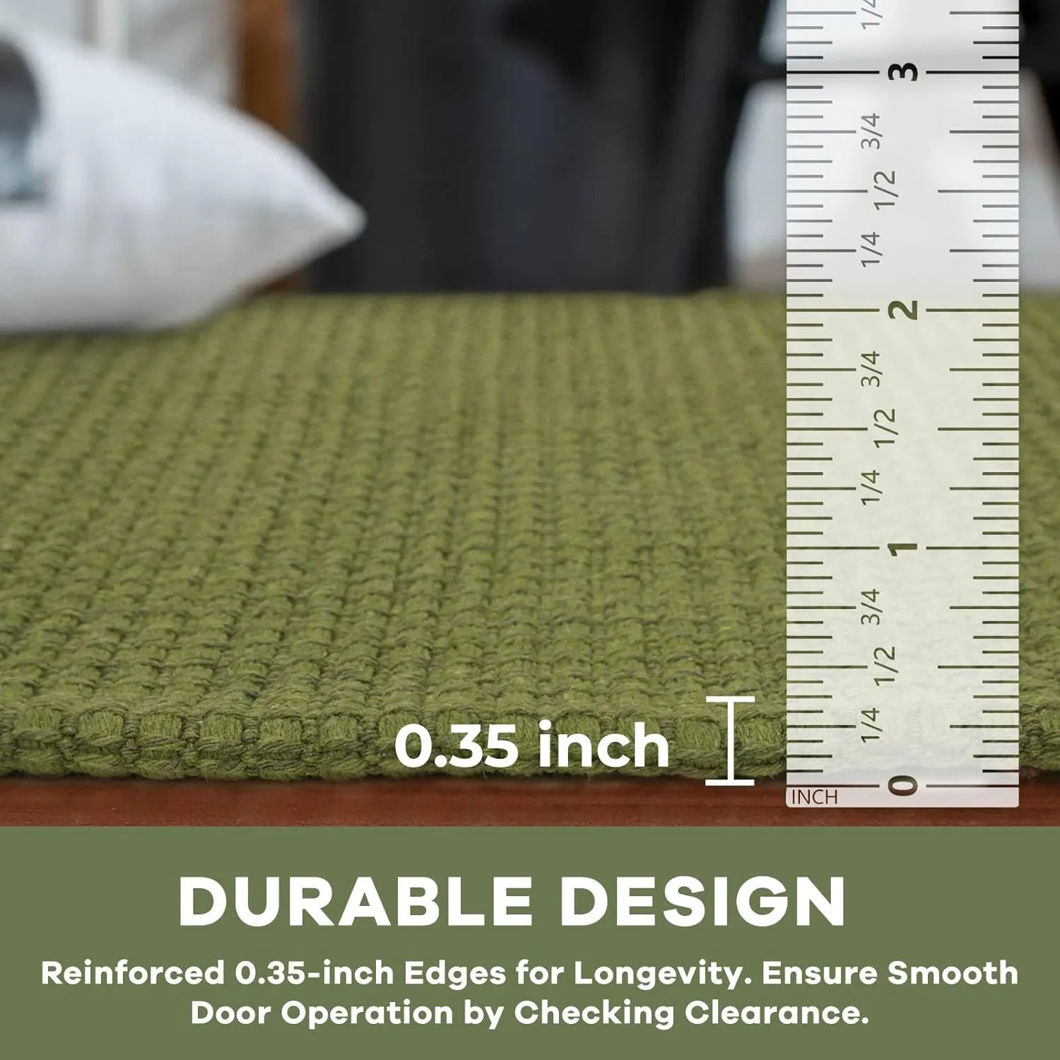KOZYFLY Runners for Hallways 2x6 ft Washable Kitchen Runner Non Slip Rubber Backed Hall Runners Cotton Entryway Runner Rugs Floor Carpet for Indoor Backdoor Bedroom Kitchen, Green