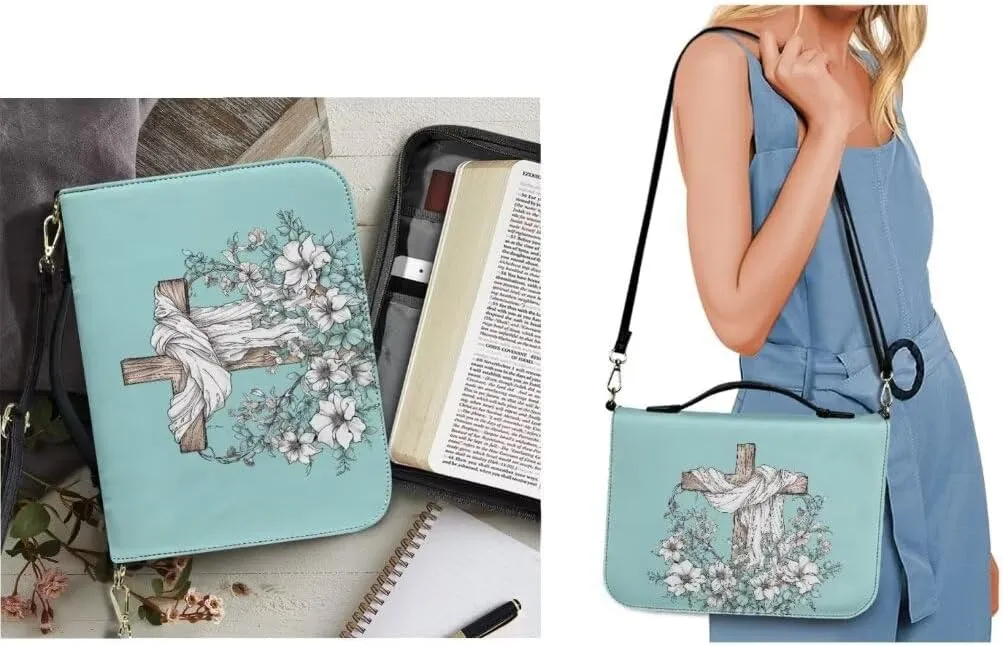 Kuiaobaty Bible Cover Protection Large Capacity Bible Carrying Bag PU Leather Bible Cover