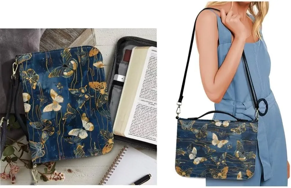 Kuiaobaty Bible Cover Protection Large Capacity Bible Carrying Bag PU Leather Bible Cover