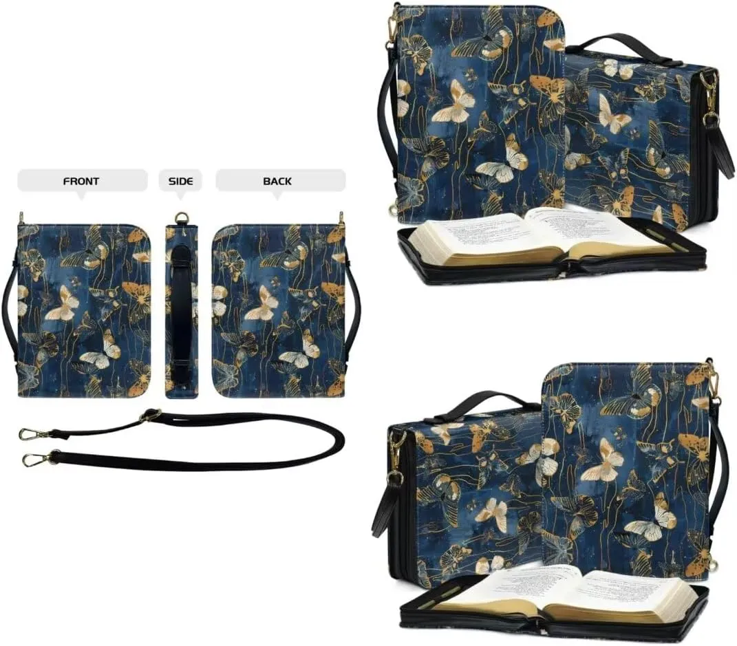 Kuiaobaty Bible Cover Protection Large Capacity Bible Carrying Bag PU Leather Bible Cover