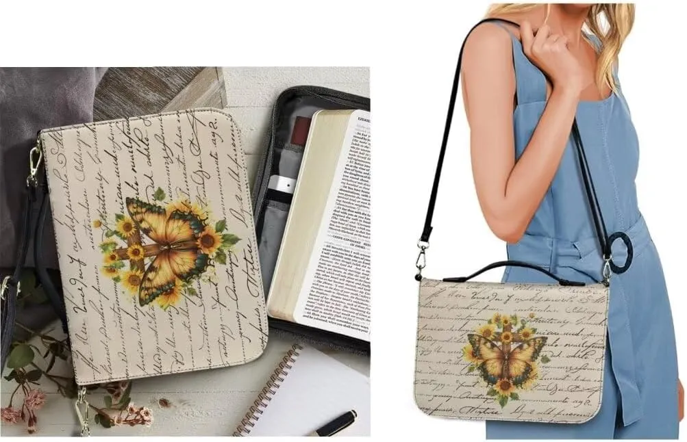 Kuiaobaty Bible Cover Protection PU Leather Bible Carrying Bag Thicken Bible Protective Holder