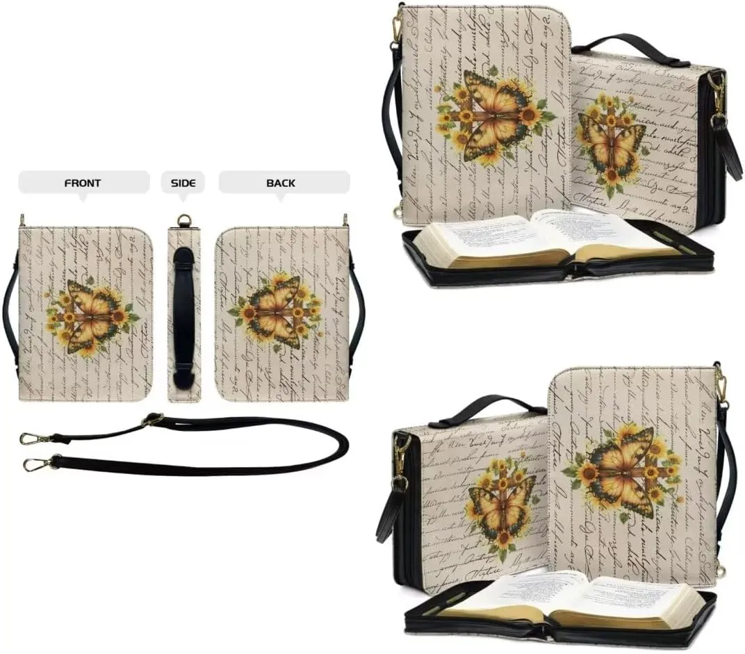 Kuiaobaty Bible Cover Protection PU Leather Bible Carrying Bag Thicken Bible Protective Holder