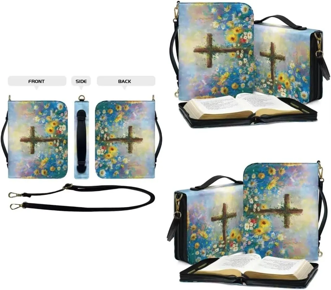 Kuiaobaty Bible Protective Case for Women PU Leather Bible Carrying Bag Holy Bible Cover