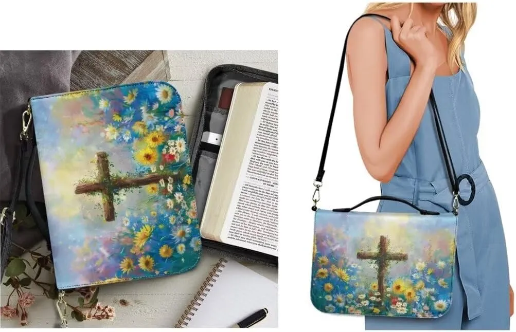 Kuiaobaty Bible Protective Case for Women PU Leather Bible Carrying Bag Holy Bible Cover