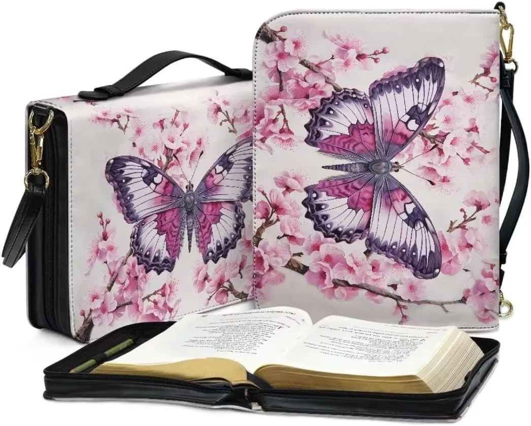 Kuiaobaty Bible Protective Case Holy Bible Carrying Bag Zipper PU Leather Bible Tote Bag