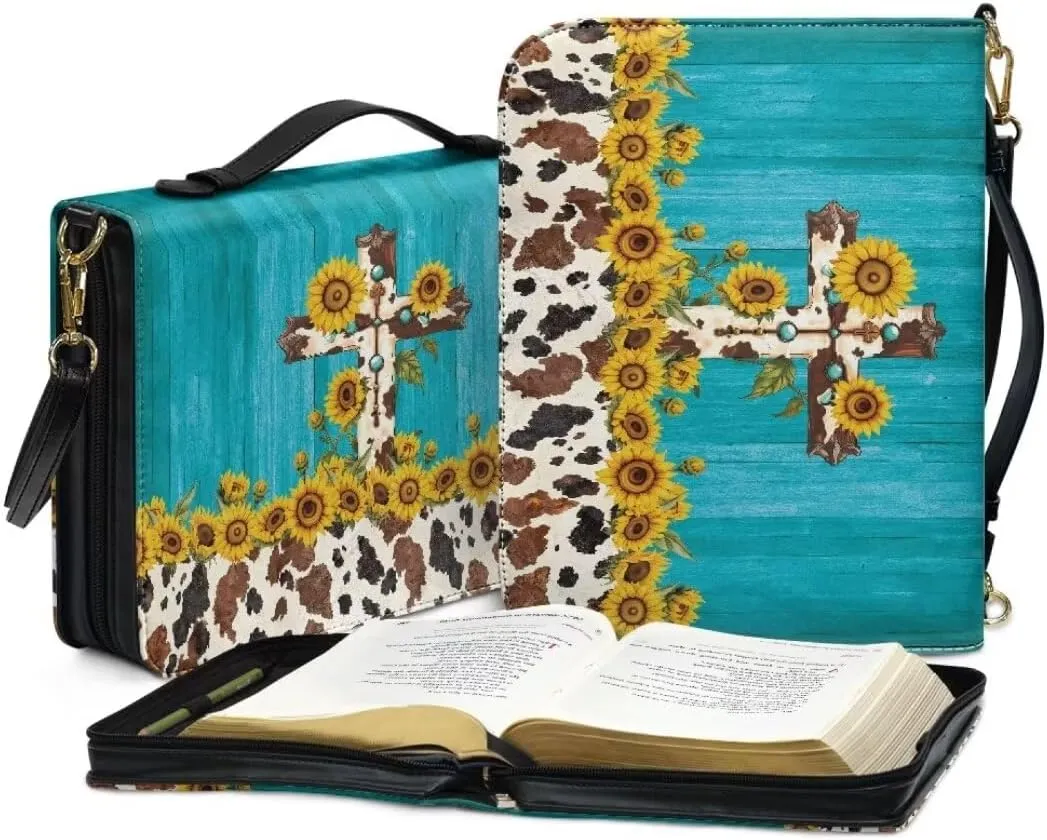 Kuiaobaty Bible Protective Case Holy Bible Carrying Bag Zipper PU Leather Bible Tote Bag