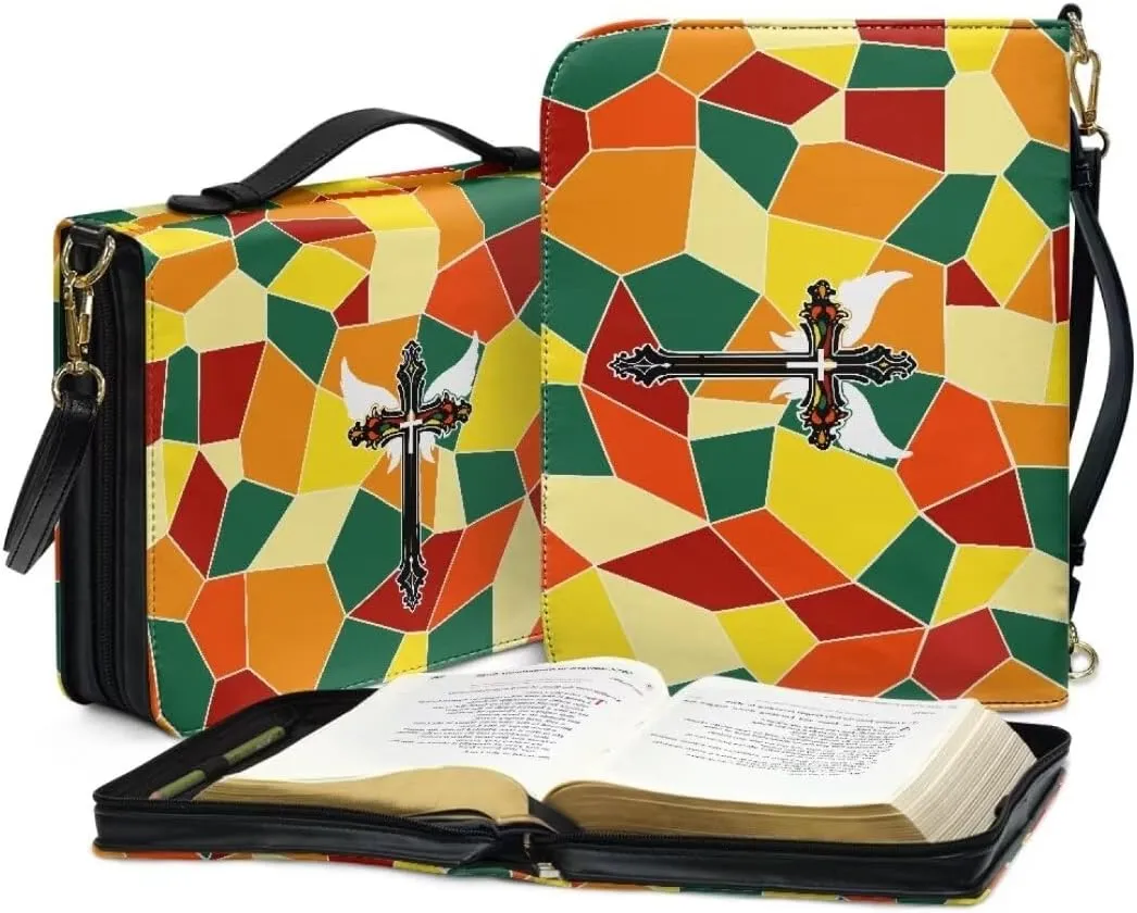 Kuiaobaty Bible Protective Case Holy Bible Carrying Bag Zipper PU Leather Bible Tote Bag