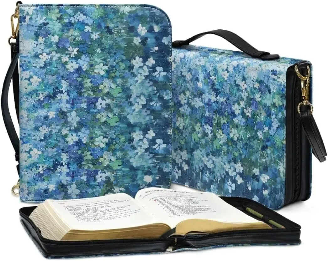 Kuiaobaty Bible Protective Case Holy Bible Carrying Bag Zipper PU Leather Bible Tote Bag