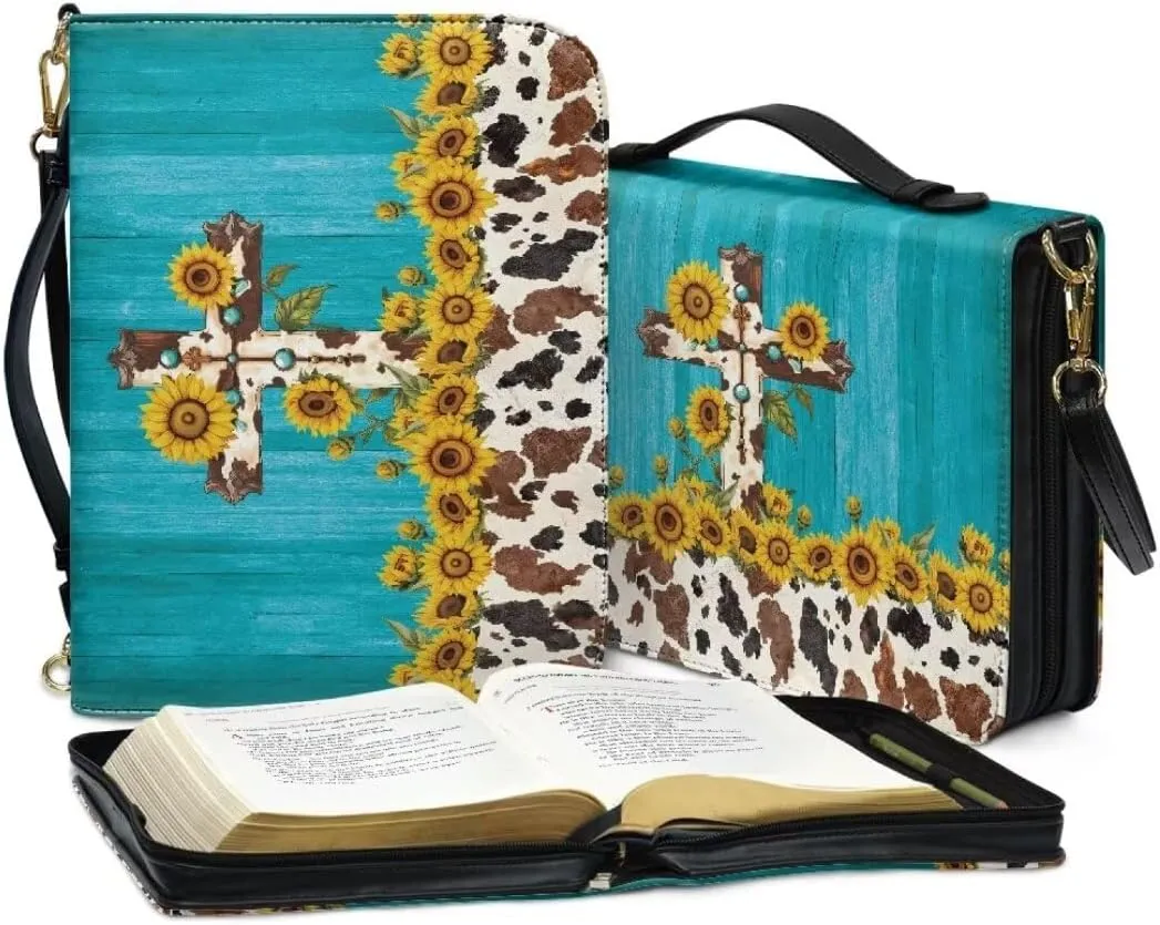 Kuiaobaty Bible Protective Case Holy Bible Carrying Bag Zipper PU Leather Bible Tote Bag