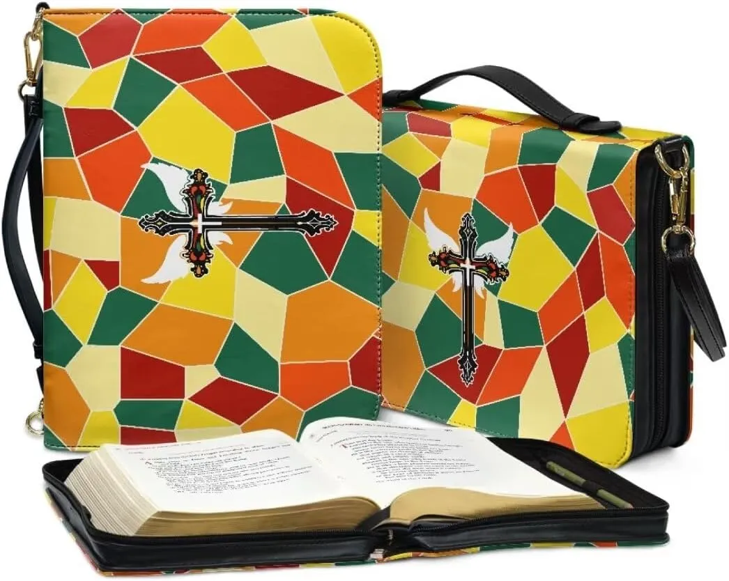 Kuiaobaty Bible Protective Case Holy Bible Carrying Bag Zipper PU Leather Bible Tote Bag