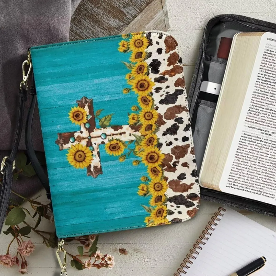 Kuiaobaty Bible Protective Case Holy Bible Carrying Bag Zipper PU Leather Bible Tote Bag
