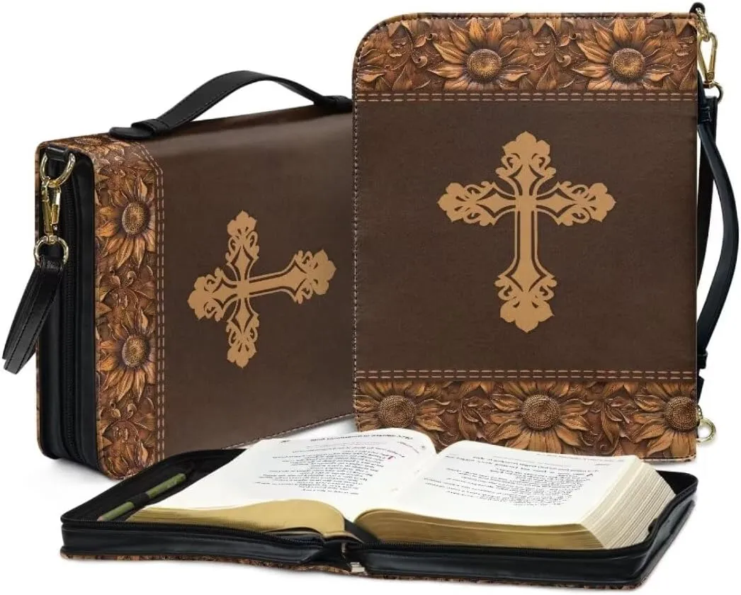 Kuiaobaty Bible Protective Case PU Leather Bible Cover Large Bible Organizer Case