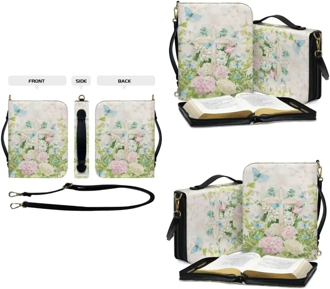 Kuiaobaty Bible Protective Case PU Leather Bible Cover Zipper Bible Carrying Bag for Church