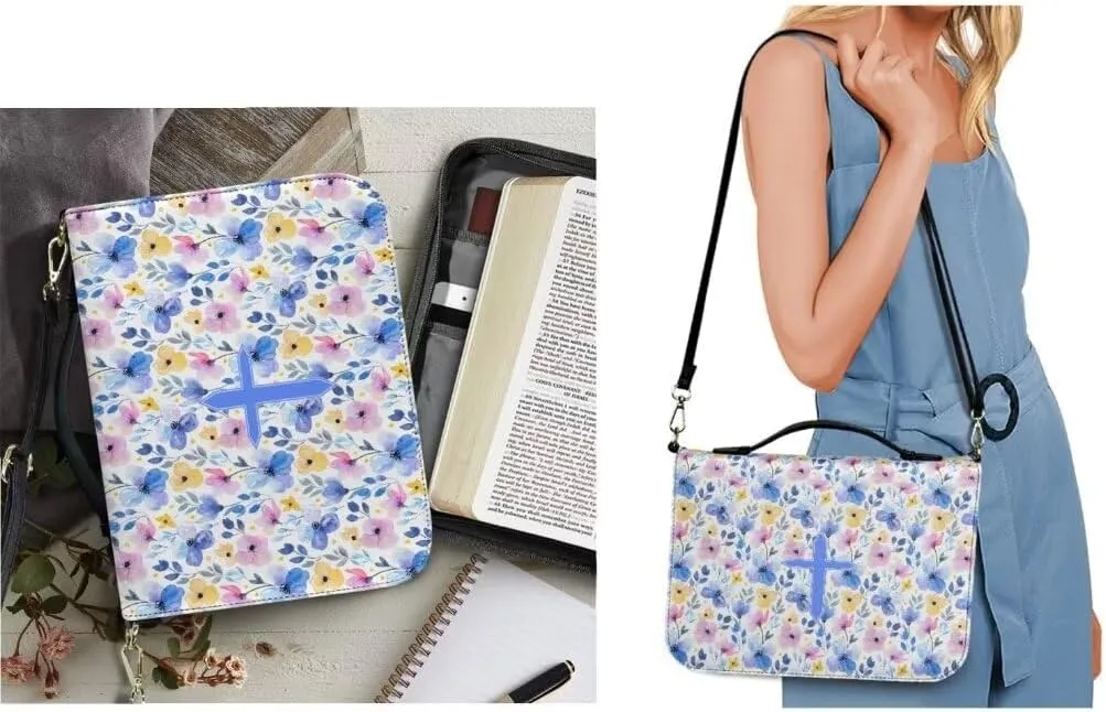 Kuiaobaty Bible Protective Case PU Leather Bible Cover Zipper Bible Carrying Bag for Church