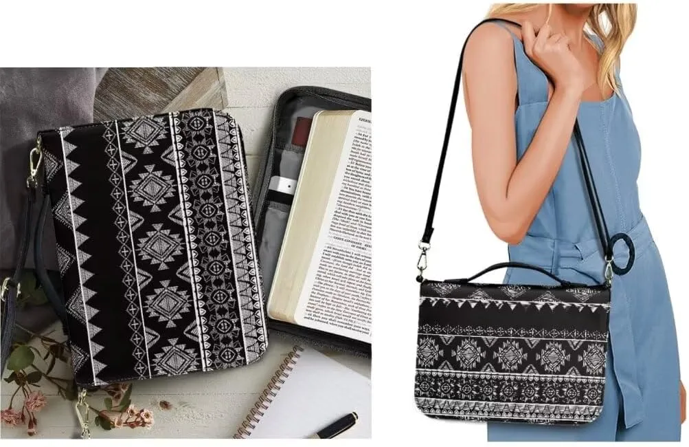 Kuiaobaty Bible Protective Case PU Leather Bible Cover Zipper Bible Carrying Bag for Church