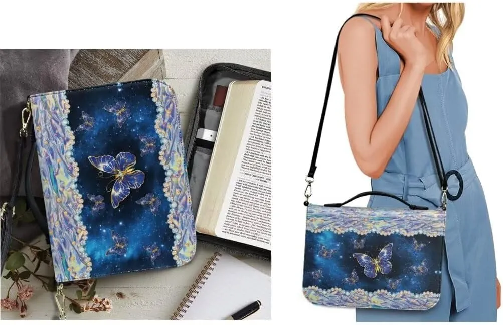 Kuiaobaty Bible Protective Case PU Leather Bible Cover Zipper Bible Carrying Bag for Church