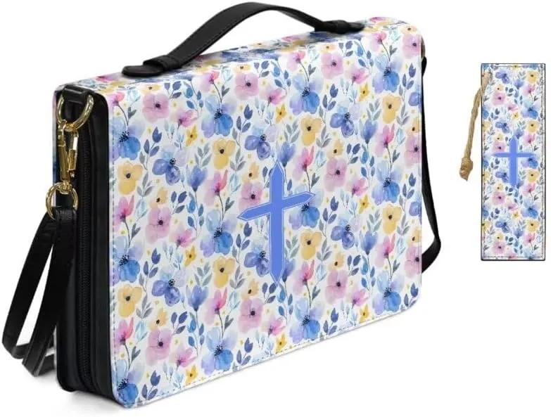 Kuiaobaty Bible Protective Case PU Leather Bible Cover Zipper Bible Carrying Bag for Church