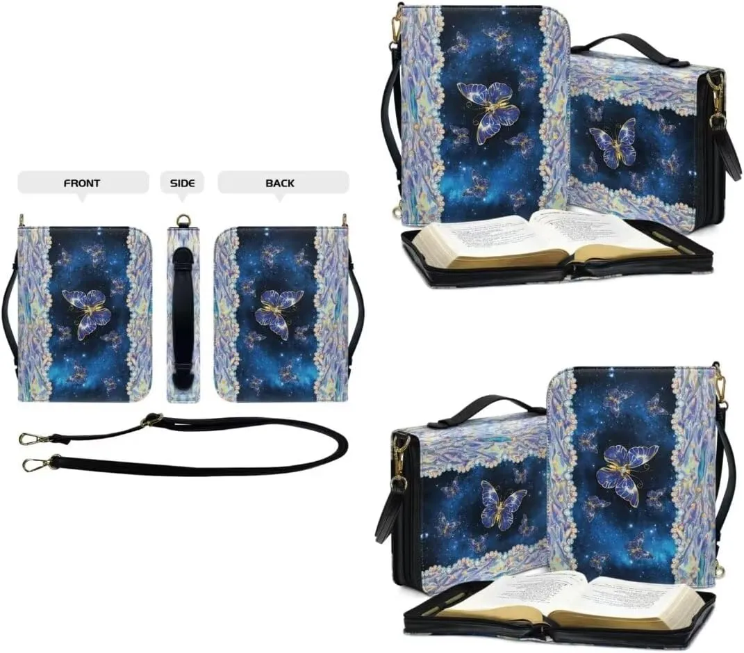 Kuiaobaty Bible Protective Case PU Leather Bible Cover Zipper Bible Carrying Bag for Church