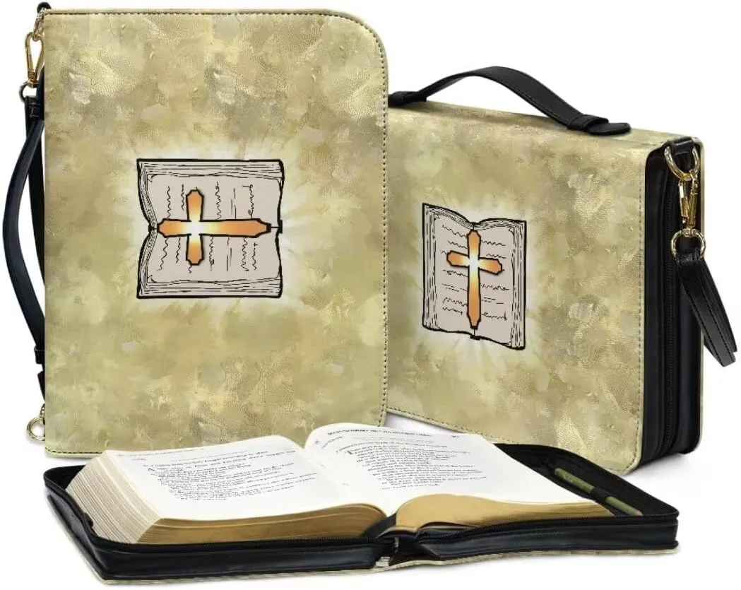 Kuiaobaty Bible Protective Cover Fathful Bible Organizer Case PU Leather Bible Tote Bag