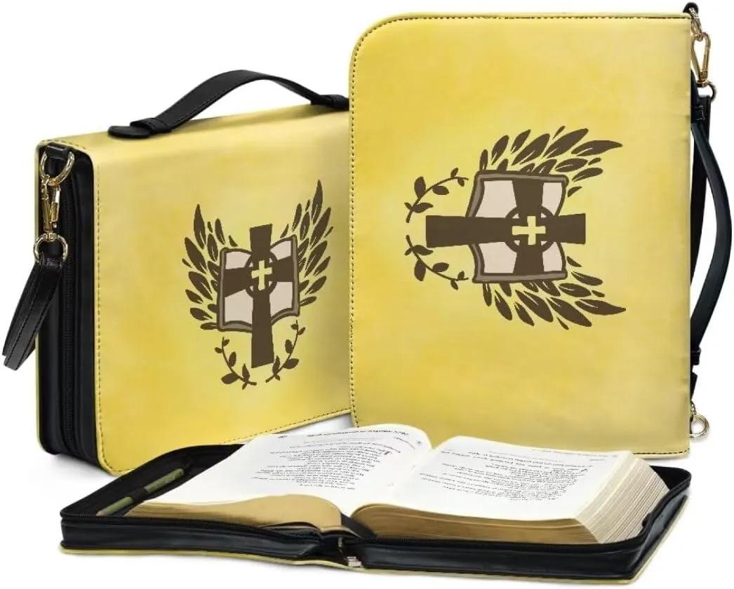 Kuiaobaty Bible Protective Cover Fathful Bible Organizer Case PU Leather Bible Tote Bag