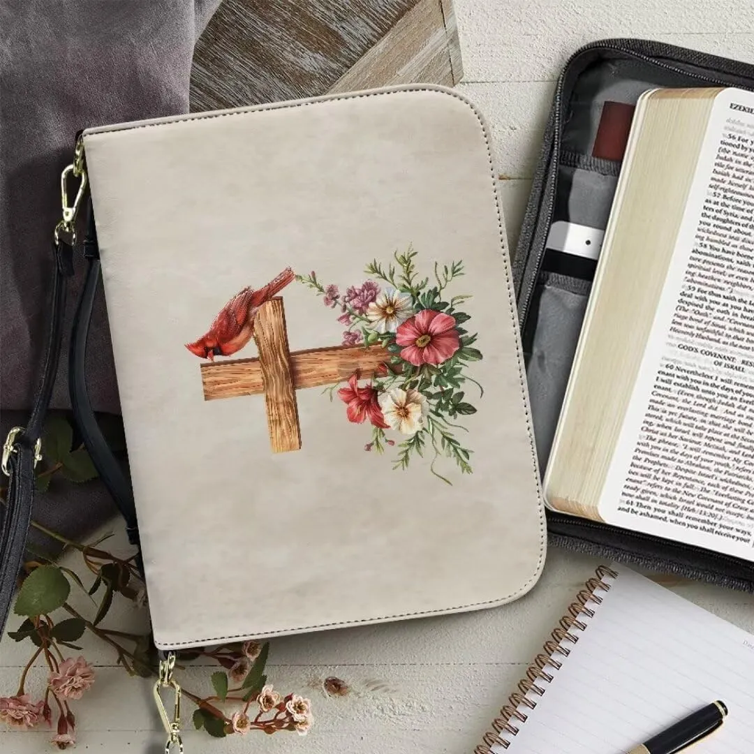Kuiaobaty Bible Protective Cover Fathful Bible Organizer Case PU Leather Bible Tote Bag