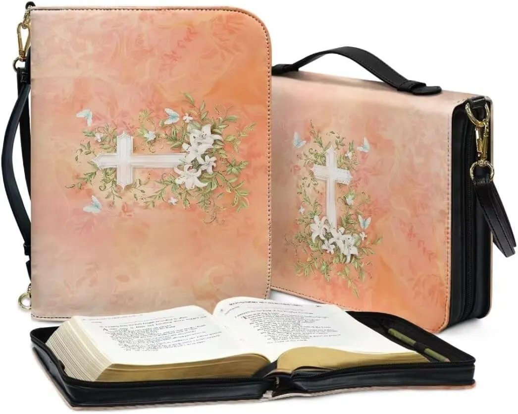 Kuiaobaty Bible Protective Cover Fathful Bible Organizer Case PU Leather Bible Tote Bag