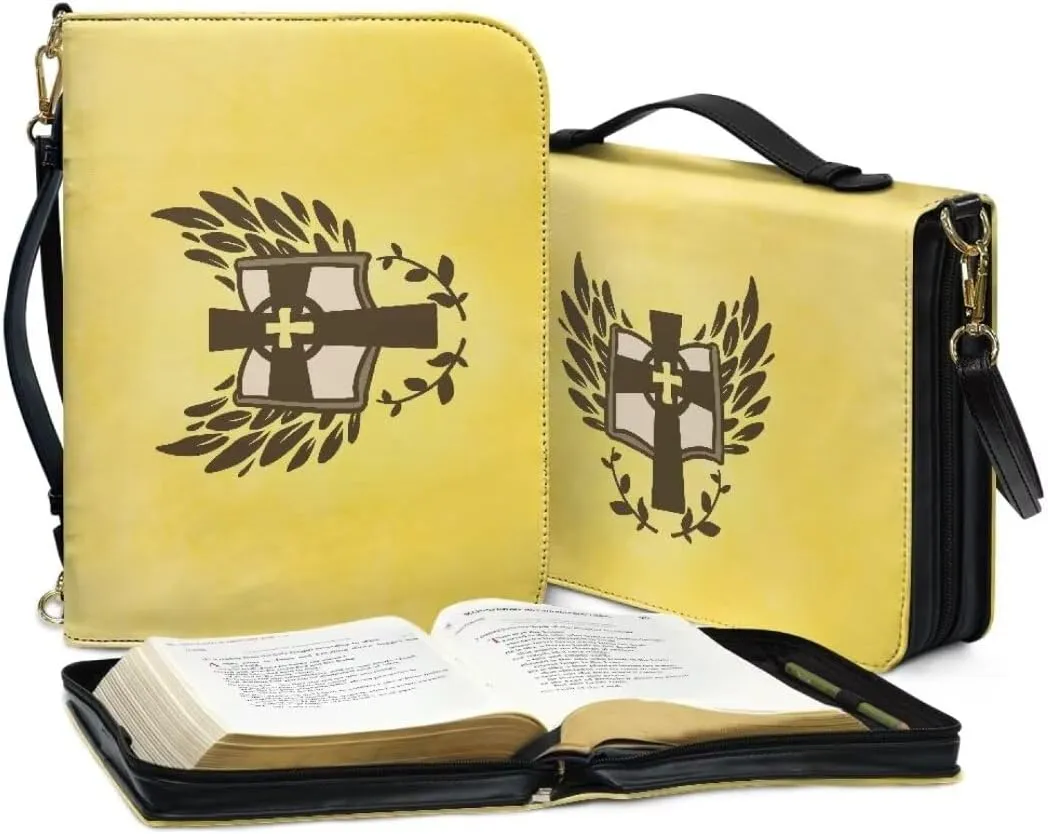 Kuiaobaty Bible Protective Cover Fathful Bible Organizer Case PU Leather Bible Tote Bag