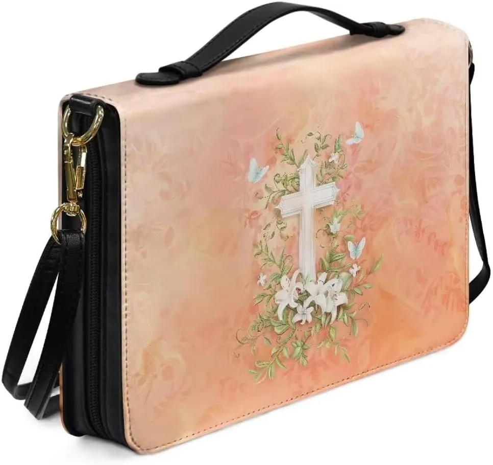 Kuiaobaty Bible Protective Cover Fathful Bible Organizer Case PU Leather Bible Tote Bag