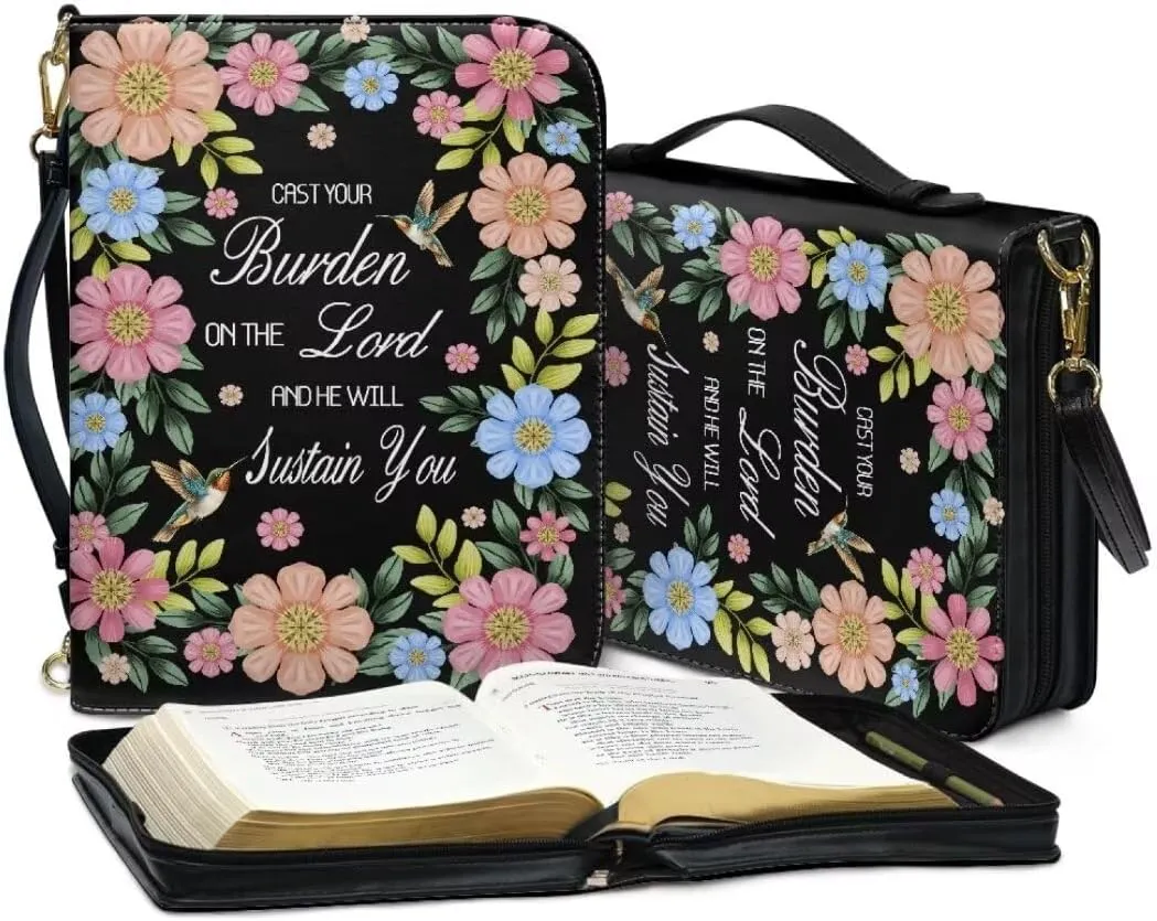 Kuiaobaty Bible Protective Cover Fathful Bible Organizer Case PU Leather Bible Tote Bag