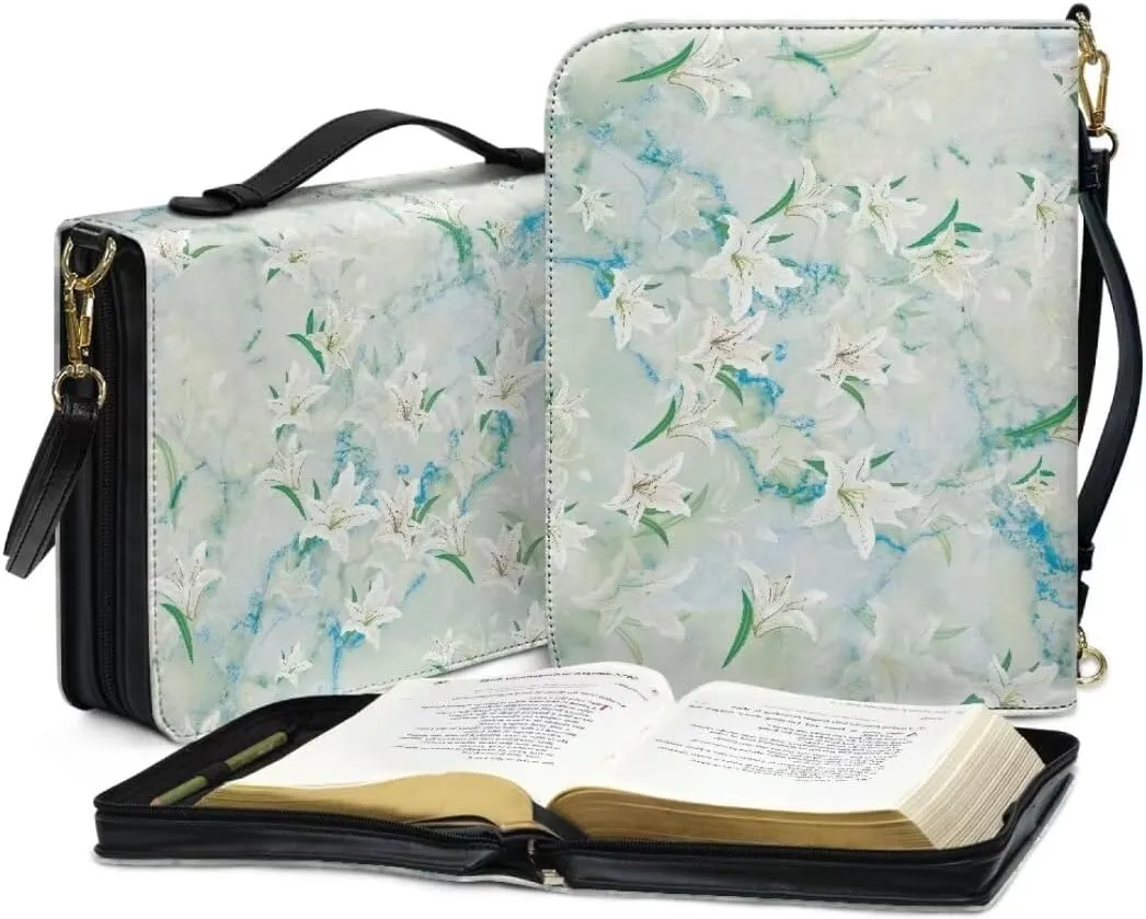 Kuiaobaty Bible Protective Cover Fathful Bible Organizer Case PU Leather Bible Tote Bag
