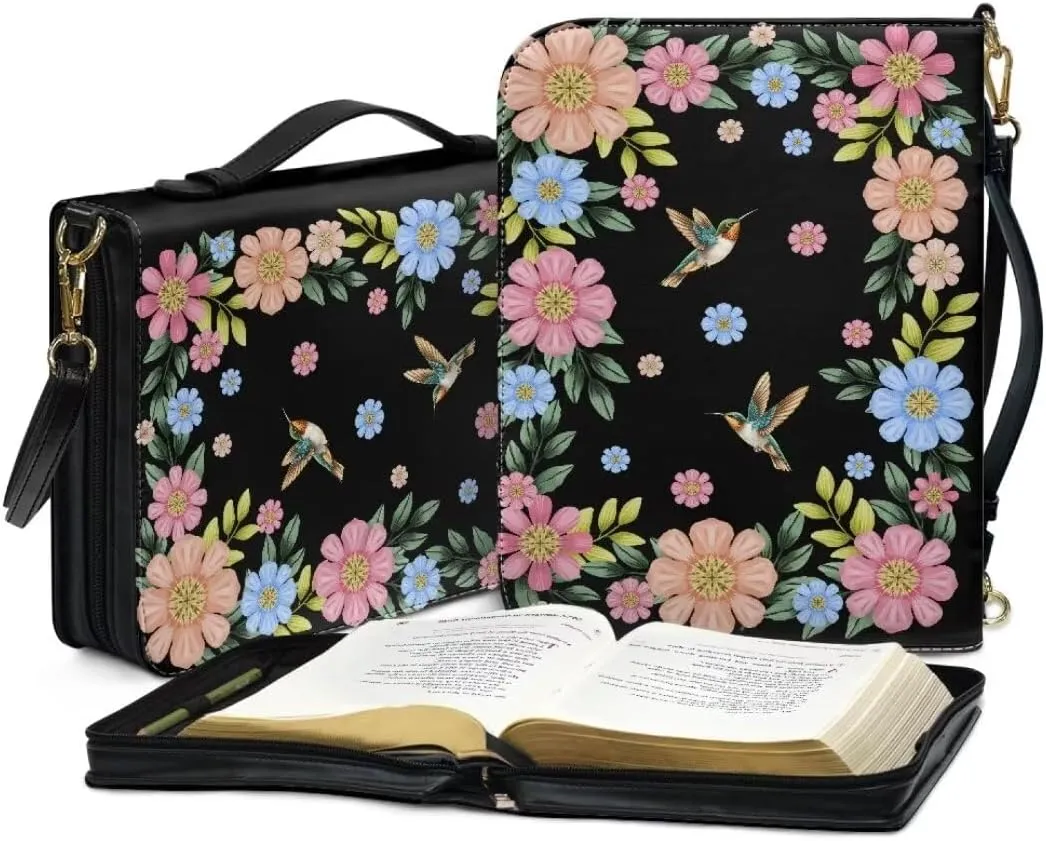 Kuiaobaty Bible Protective Cover Fathful Bible Organizer Case PU Leather Bible Tote Bag
