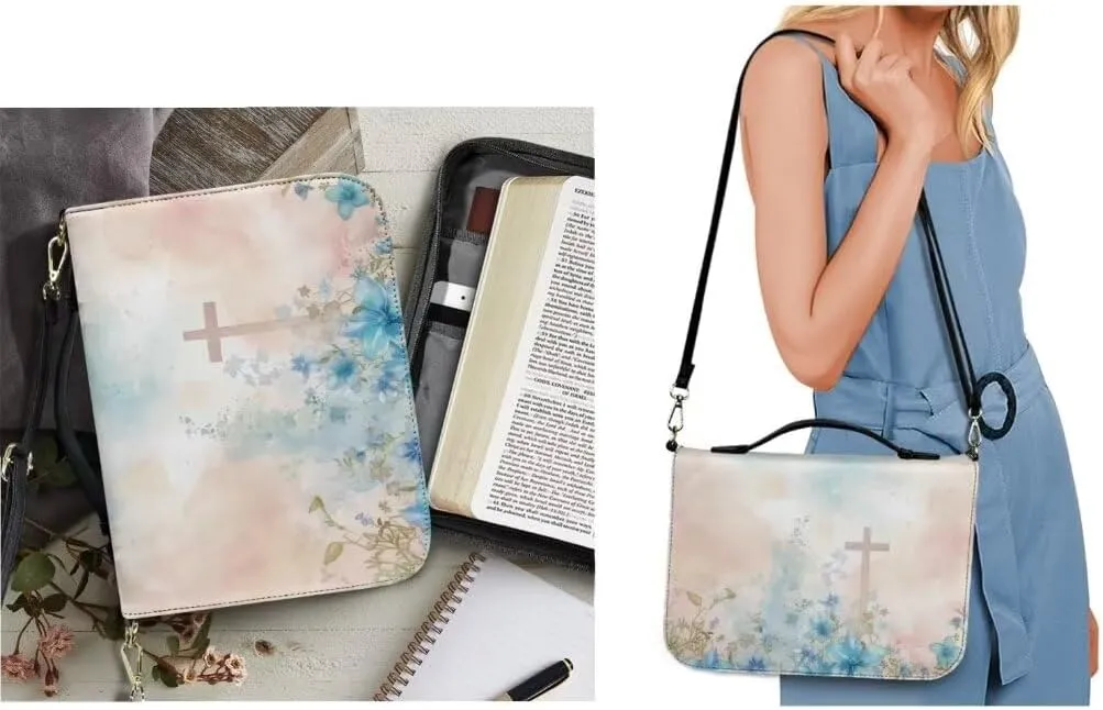 Kuiaobaty Large Bible Covers for Women PU Leather Bible Carrying Bag Thicken Bible Bag Set