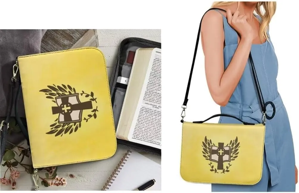 Kuiaobaty Large Bible Covers for Women PU Leather Bible Holder Case Zipper Bible Carring Bag