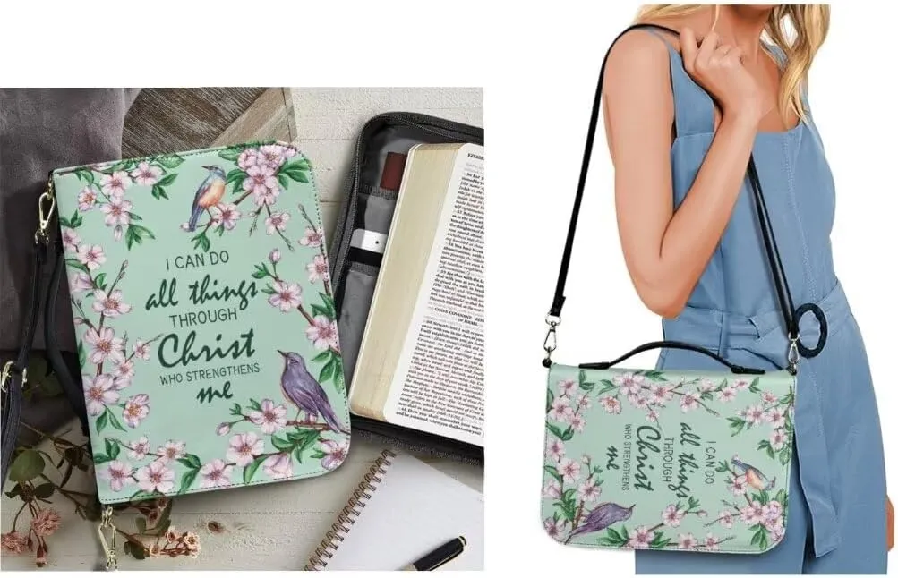 Kuiaobaty Large Bible Covers for Women PU Leather Bible Holder Case Zipper Bible Carring Bag