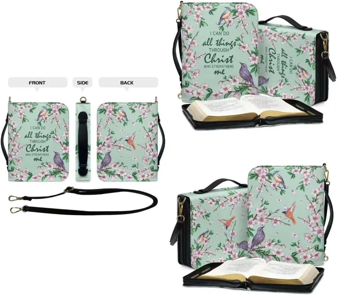 Kuiaobaty Large Bible Covers for Women PU Leather Bible Holder Case Zipper Bible Carring Bag