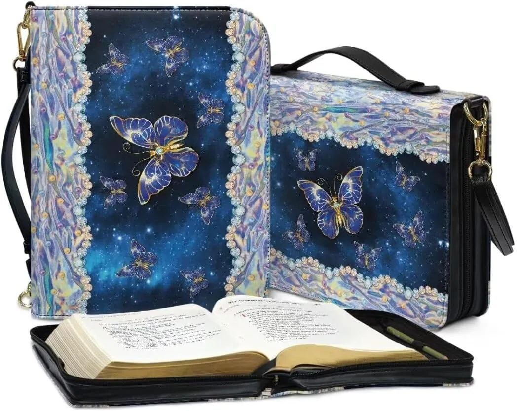 Kuiaobaty PU Leather Bible Cover Solemn Bible Carrying Bag Large Bible Cover Case
