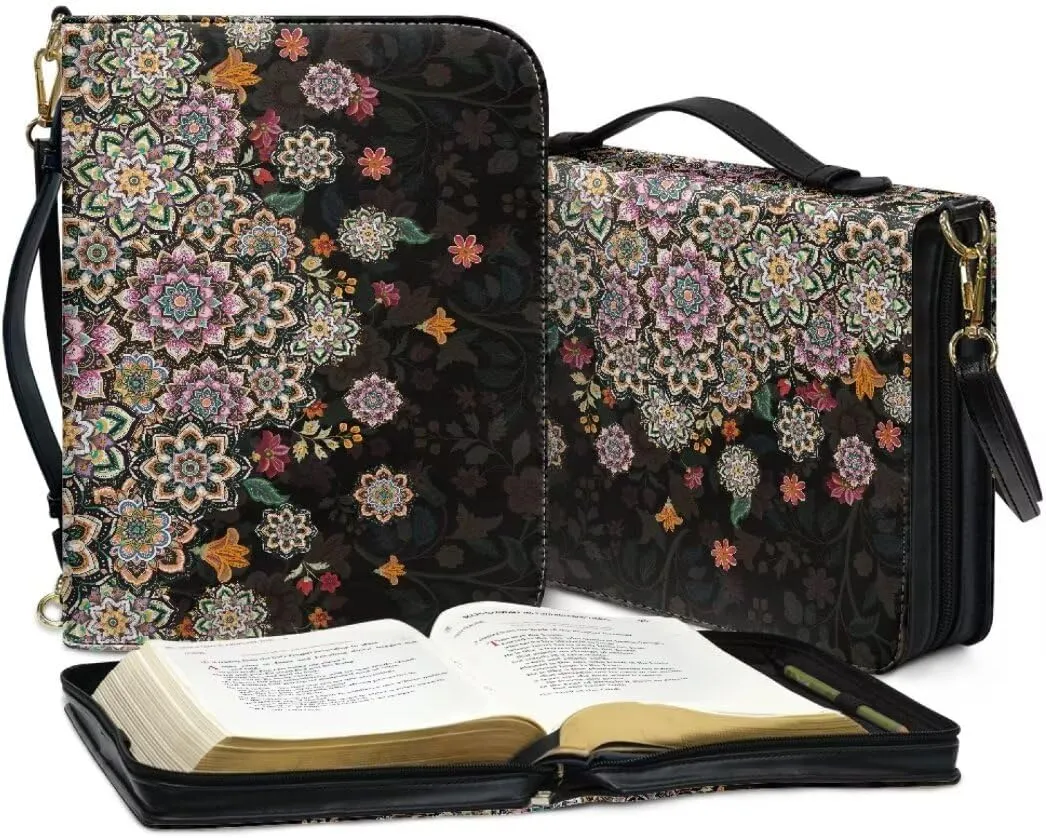 Kuiaobaty PU Leather Bible Cover Solemn Bible Carrying Bag Large Bible Cover Case