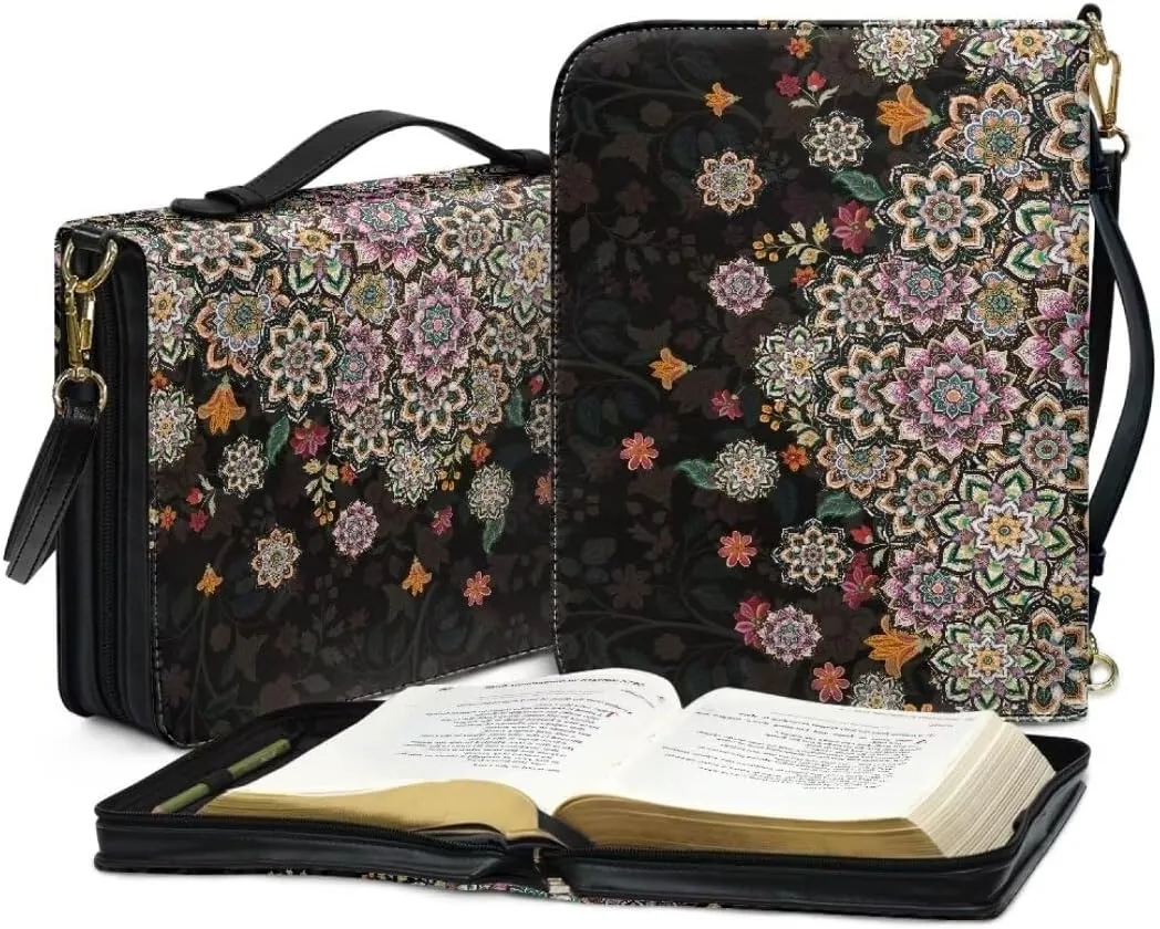 Kuiaobaty PU Leather Bible Cover Solemn Bible Carrying Bag Large Bible Cover Case