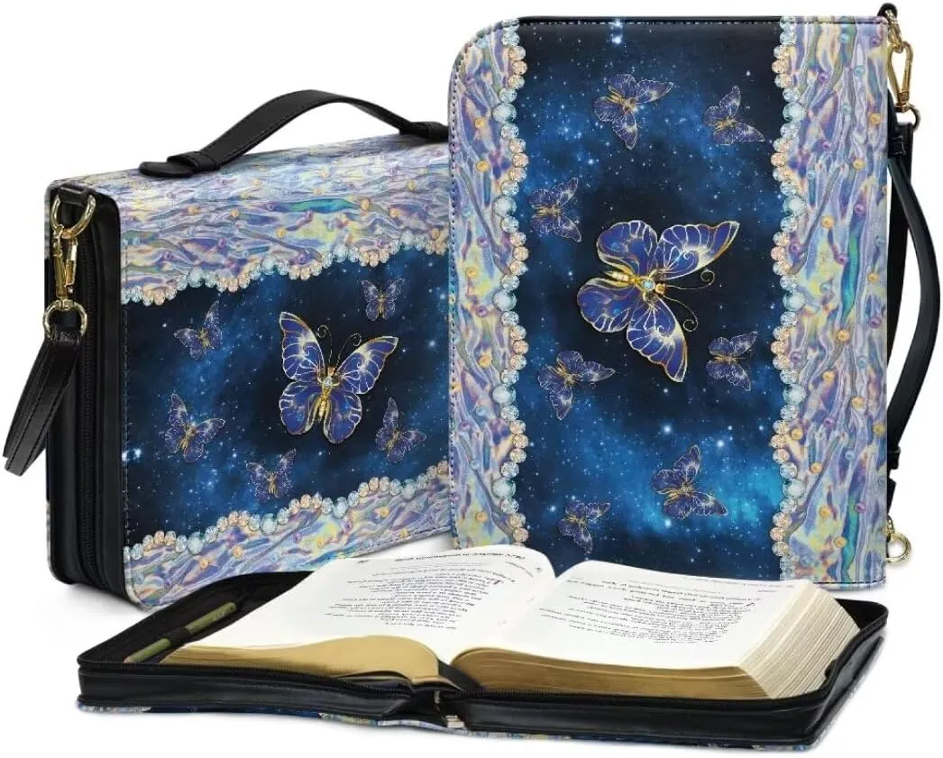 Kuiaobaty PU Leather Bible Cover Solemn Bible Carrying Bag Large Bible Cover Case