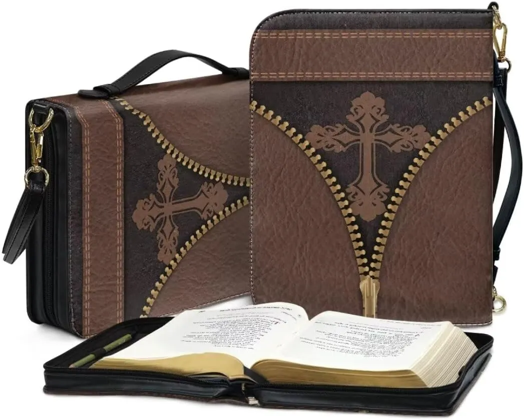 Kuiaobaty PU Leather Bible Cover Solemn Bible Carrying Bag Large Bible Cover Case